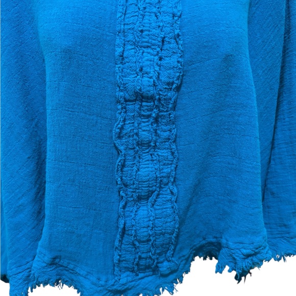 Oh My Gauze! Calypso Top Sz OS Turquoise Flowy Boho Beachy Resort Wear Cropped - Picture 5 of 8